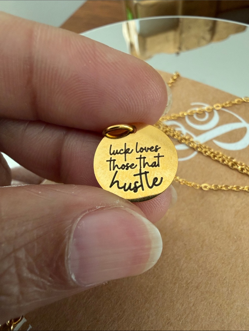 Plunder Gold-Tone 'Hustle' Round Pendant Necklace - Picture 3 of 3